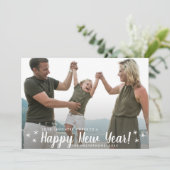 Happy New Year Love Laughter Cheer Custom Foto Feestdagenkaart (Staand voorkant)