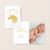 Happy New Year Magical Unicorn Photo Gold Folie Kaarten (Display)