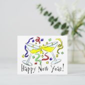 Happy New Year Martini Glasses Feestdagenkaart (Staand voorkant)