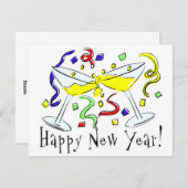 Happy New Year Martini Glasses Feestdagenkaart (Voorkant / Achterkant)
