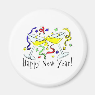 Happy New Year Martini Glasses Magneet