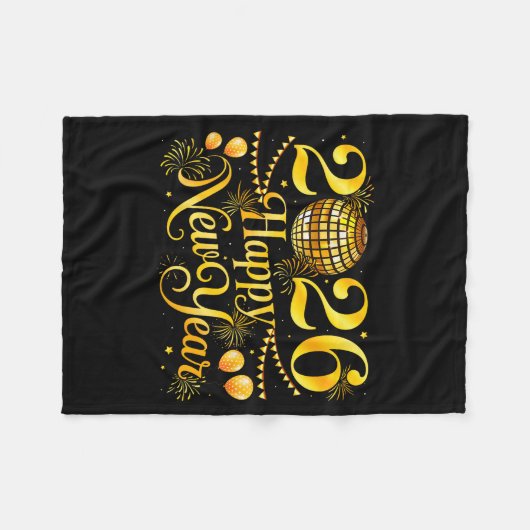 Happy New Year Matching New Year Eve Party Disco B Fleece Deken (Voorkant (Horizontaal))