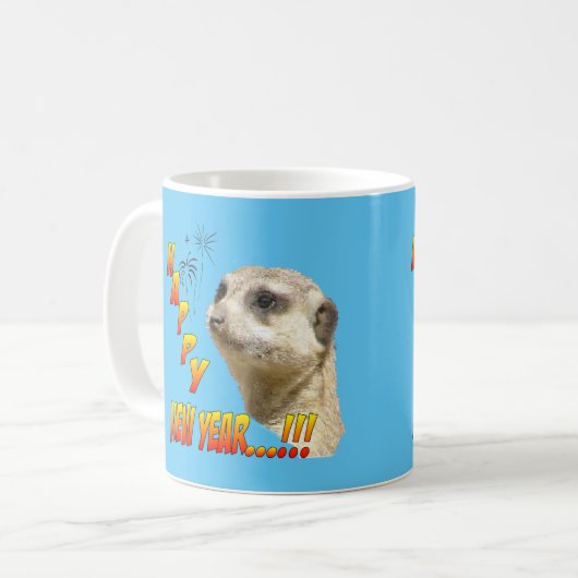 Happy New Year Meerkat Coffee Mok (Voorkant links)