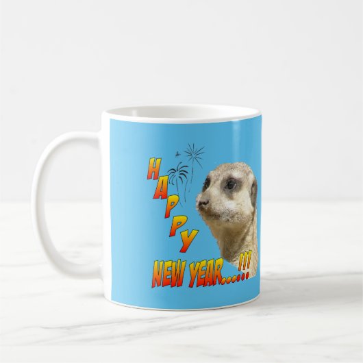 Happy New Year Meerkat Coffee Mok (Links)