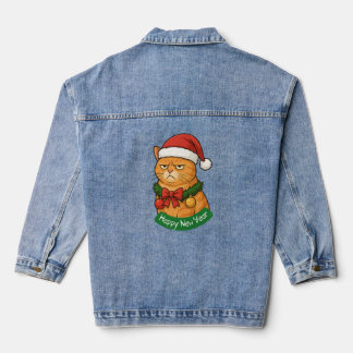 HAPPY NEW YEAR, MEOWY CHRISTMAS, MERRY XMAS DENIM JACKET