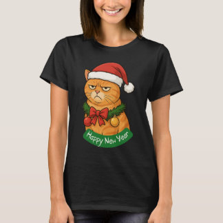 HAPPY NEW YEAR, MEOWY CHRISTMAS, MERRY XMAS T-SHIRT