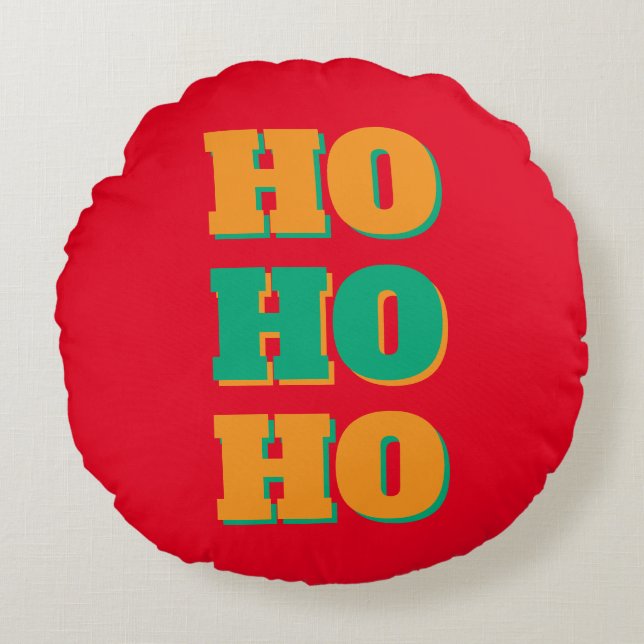 Happy New Year Merry Christmas Holiday Season HoHo Rond Kussen (Voorkant)