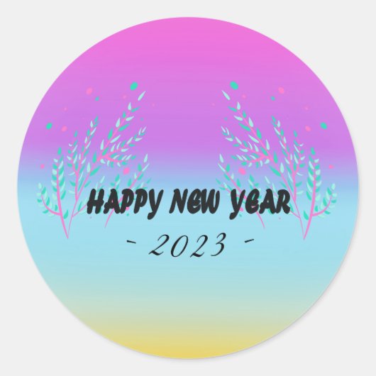 Happy New year met jaartekst Klassieke ronde Stick Ronde Sticker (Voorkant)