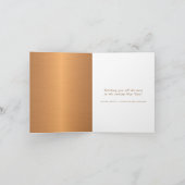 Happy New Year Metallic Copper Roos Gold Feestdagen Kaart (Binnen)