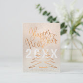 Happy New Year Metallic Copper Roos Gold Feestdagenkaart (Staand voorkant)