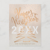 Happy New Year Metallic Copper Roos Gold Feestdagenkaart (Voorkant)