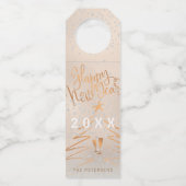 Happy New Year Metallic Copper Roos Gold Flessenhanger (Voorkant)