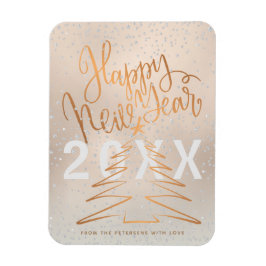 Happy New Year Metallic Copper Roos Gold Magneet