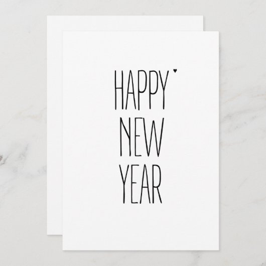 Happy New Year - minimalistic typography card Feestdagenkaart (Voorkant / Achterkant)