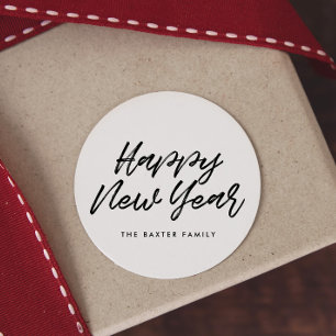 Happy New Year modern black font Ronde Sticker