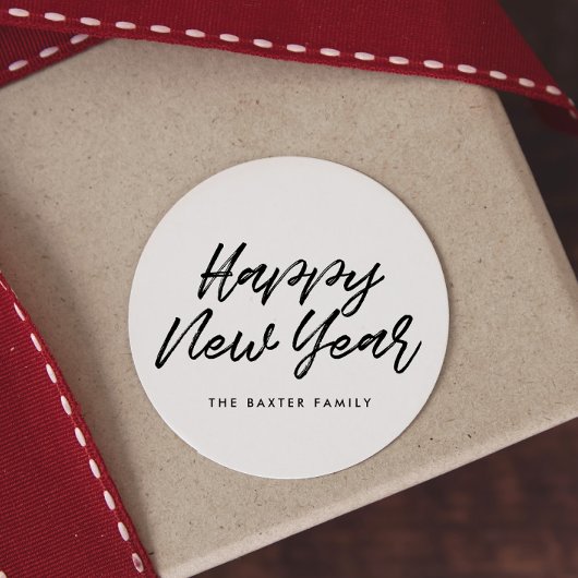 Happy New Year modern black font Ronde Sticker