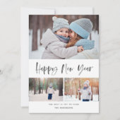 Happy New Year Modern Brush Script Photo Feestdagenkaart (Voorkant)