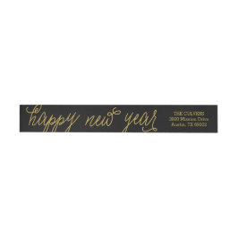 Happy New Year Modern Calligraphy Return Address