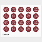 Happy New Year Modern Calligraphy Wreath Burgundy Ronde Sticker (Vel)