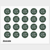 Happy New Year Modern Calligraphy Wreath Green Ronde Sticker (Vel)