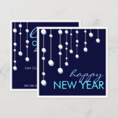 Happy New Year Modern Decoration Party Invitation Kaart (Voorkant / Achterkant)