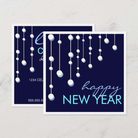 Happy New Year Modern Decoration Party Invitation Kaart (Voorkant / Achterkant)