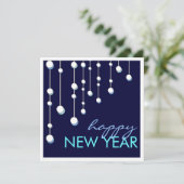 Happy New Year Modern Decoration Party Invitation Kaart (Staand voorkant)