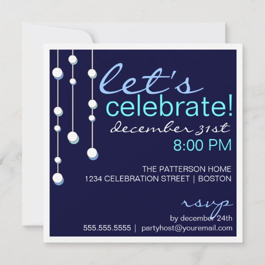 Happy New Year Modern Decoration Party Invitation Kaart (Achterkant)