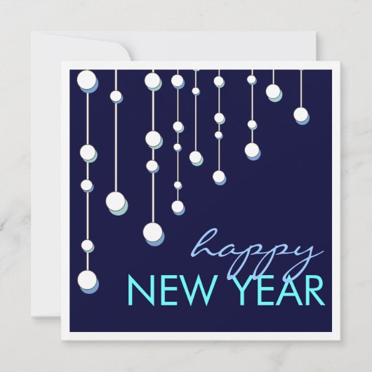 Happy New Year Modern Decoration Party Invitation Kaart (Voorkant)