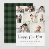 Happy New Year Modern Family Photo Collage Review Feestdagenkaart (Voorkant / Achterkant)
