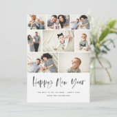 Happy New Year Modern Family Photo Collage Review Feestdagenkaart (Staand voorkant)
