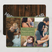 Happy New Year Modern Family Photo Collage Review Feestdagenkaart (Voorkant / Achterkant)