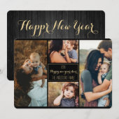Happy New Year Modern Family Photo Collage Review Feestdagenkaart (Voorkant / Achterkant)