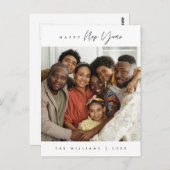Happy New Year, Modern Greeting Family Photo Postc Briefkaart (Voorkant / Achterkant)