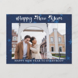 Happy New Year Modern Holiday Foto op Snowflakes Briefkaart