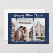 Happy New Year Modern Holiday Foto op Snowflakes Briefkaart (Voorkant / Achterkant)