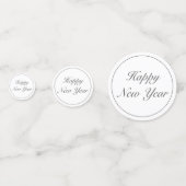 Happy New Year Modern Minimalist White Black Confetti (Voorkanten)