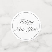 Happy New Year Modern Minimalist White Black Confetti (Kleine voorkant)