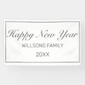 Happy New Year Modern Minimalist White Black Spandoek (Horizontaal)