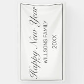 Happy New Year Modern Minimalist White Black Spandoek (Verticaal)