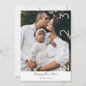 Happy New Year Modern Script 1 Photo Holiday Card Feestdagenkaart (Voorkant)