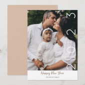 Happy New Year Modern Script 1 Photo Holiday Card Feestdagenkaart (Voorkant / Achterkant)