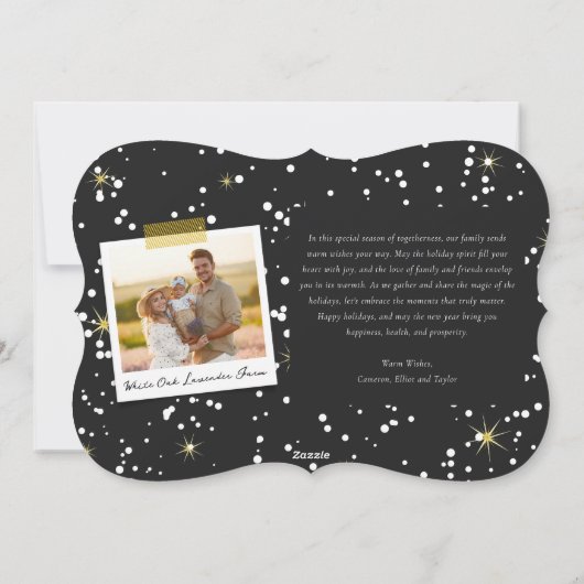 Happy New Year Modern Script Gold Starburst Foto Feestdagenkaart (Achterkant)