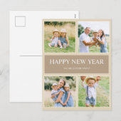 Happy New Year Modern Simple 4 Family Foto Feestdagenkaart (Voorkant / Achterkant)