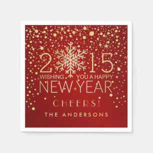 Happy New Year Modern Snowflake Confetti Holiday Servetten