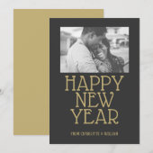 Happy New Year Modern Typografie Aangepast Feestdagenkaart (Voorkant / Achterkant)