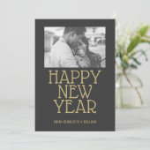 Happy New Year Modern Typografie Aangepast Feestdagenkaart (Staand voorkant)