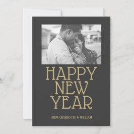 Happy New Year Modern Typografie Aangepast Feestdagenkaart