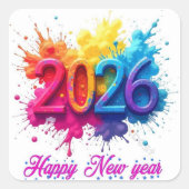 Happy New Year Modern Typography Sticker (Voorkant)