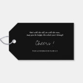 Happy New Year Moderne Script Chic Gold Starburst Cadeaulabel (Achterkant Horizontaal)